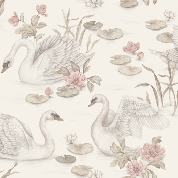 Tapete, creme, Schwäne, 6924, Newbie Wallpaper, Boråstapeter